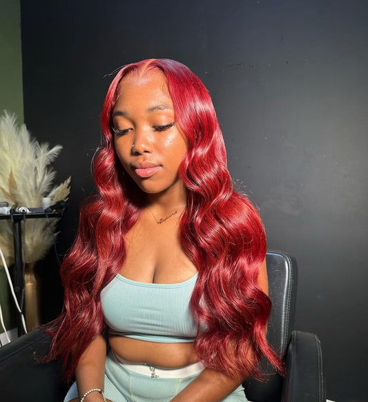 Red Human Hair Full Lace